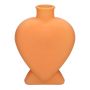Glas Dekoflasche BELEZA in Herzform, mit Fuß, orange-matt, 14x6,5x18,5cm