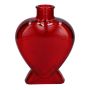 Glas Dekoflasche BELEZA in Herzform, mit Fuß, rot-transparent, 14x6,5x18,5cm