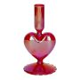 Glas Kerzenhalter ELIZZA in Herzform, mit Fuß, irisierend-rot, 8,5x8,5x16,5cm