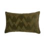 Deko Samtkissen ANJALI, olivgrün, ZickZack Strukturmuster, 50x30cm