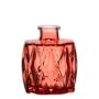 Glas Flaschenvase FIZZY mit Rillen, rot-transparent, 7x5x8cm