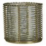 Teelichthalter BENIAMINO aus Glas, Metall Verzierung, champagner-gold-klar, 8cm, Ø8cm