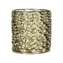 Teelichthalter ELEANORE aus Glas, Metall Verzierung, champagner-gold-klar, 8cm, Ø8cm