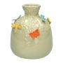 Ballonflasche KIMANA aus Keramik, 3D Schmetterlinge Libellen, grün-gelb-blau-orange, 16cm, Ø14cm