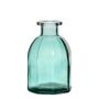Flaschenvase JAZZY aus Glas, mit Rillen, türkis-transparent, 10cm, Ø6,5cm