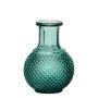 Flaschenvase Glas DONKA mit Rautenmuster, türkis-transparent, 11,5cm, Ø8,5cm