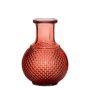 Flaschenvase Glas DONKA mit Rautenmuster, rot-transparent, 11,5cm, Ø8,5cm