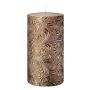 Stumpenkerze VALENTIANO, Florales Muster, rosegold, 13cm, Ø6,8cm, 52h - Made in Germany