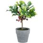 Fake Pflanze Ilex BLAHIN, Kunststamm, Beeren, Dekotopf, grün-rot, 20cm