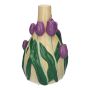 Blumenvase LIMEA aus Dolomit, 3D Tulpen, beige-lila-grün, 21,6cm, Ø13,3cm