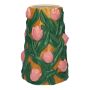 Blumenvase LIMEA aus Dolomit, 3D Tulpen, gelb-rosa-grün, 23,5cm, Ø16,5cm