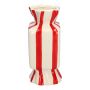 Eckige Stielblumenvase Bonbon AMIEL aus Keramik, mit Längsstreifen, rot-weiß, 9x9x20cm