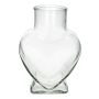 Glas Blumenvase FILIPA in Herzform, mit Fuß, transparent, 15,5x8x22cm