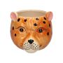 Blumentopf Leopard KIRINA aus Keramik, hellbraun-schwarz, 18,4x16,3x14,2cm