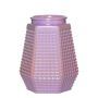Hexagon Blumenvase DEMETRIOS mit Karomuster, Glas, rosa, 18cm, Ø13cm