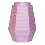 Hexagon Blumenvase DEMETRIOS mit Karomuster, Glas, rosa, 23cm, Ø14,5cm
