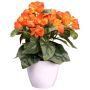 Künstliche Blume Begonie SYLINA, weißer Dekotopf, orange, 30cm
