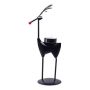 Metall Kerzenhalter Rentier ALESSARO mit Glaseinsatz, schwarz, 12,5x9x28,5cm