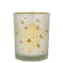 Teelichtglas BRITTANI mit Bienen Motiv, weiß-matt-gold-glänzend, 12,5cm, Ø10cm