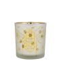 Teelichtglas BRITTANI mit Bienen Motiv, weiß-matt-gold-glänzend, 8cm, Ø7cm
