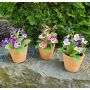 Deko Kunstblume Stiefmütterchen BAHNY im Terracottatopf, violett-lila, 17cm