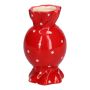Bauchige Stielblumenvase Bonbon AMIEL aus Keramik, mit Punkten, rot-weiß, 15cm, Ø8,5cm