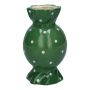 Bauchige Stielblumenvase Bonbon AMIEL aus Keramik, mit Punkten, grün-weiß, 15cm, Ø8,5cm