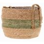 Korb Übertopf UPALI, gebundenes Seegras, 2 Traggriffe, beige-grün, 26cm, Ø33cm