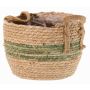 Korb Übertopf UPALI, gebundenes Seegras, 2 Traggriffe, beige-grün, 22cm, Ø30cm