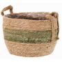 Korb Übertopf UPALI, gebundenes Seegras, 2 Traggriffe, beige-grün, 19cm, Ø24cm