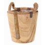Holz Übertopf DABIH mit Griffen aus Seil, braun, 19cm, Ø20cm