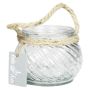 Tischlicht FIDELMA aus Glas, Rillen, klar, 9cm, Ø11,5cm