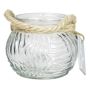 Kerzenhalter FIDELMA aus Glas, gewellte Rillen, klar, 9cm, Ø11,5cm
