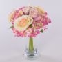 Kunstblumen Strauß FOUDILA, Rosen Hortensien, creme-rosa, 25cm