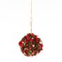 Hängende Trockenblumen Kugel ZOA mit Schlaufe, rot-grün, Ø14,5cm