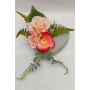 Künstliches Blumengesteck Rose Orchidee MAISLY, Herz Betontopf, lachs, 12cm, Ø16cm