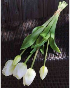 Künstlicher Tulpenstrauß LONA, weiß-grün, 45cm, Ø15cm