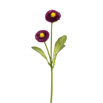 Künstliche Bellis x 2 28cm Blütenkopf Ø 3,5/4cm, dunkellila