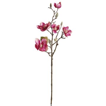 Künstlicher Magnolienzweig x 5 65cm Blütenkopf Ø 6/9cm, rosé-gemischt