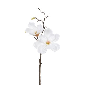 Künstlicher Magnolienzweig x 2 48cm Blütenkopf Ø 8/13cm, weiß