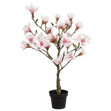 Künstliche Magnolie im Topf 110cm Blütenkopf Ø 5/10/13cm, weiß-rosé