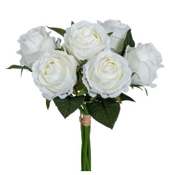 Künstlicher Rosenstrauß x 6 30cm Blütenkopf Ø 6cm, weiß Künstlicher Rosenstrauß x 6 30cm Blütenkopf Ø 6cm, weiß