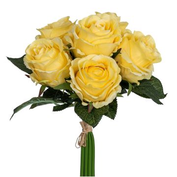 Künstlicher Rosenstrauß x 6 30cm Blütenkopf Ø 6cm, gelb Künstlicher Rosenstrauß x 6 30cm Blütenkopf Ø 6cm, gelb