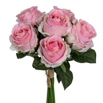 Künstlicher Rosenstrauß x 6 30cm Blütenkopf Ø 6cm, rosé Künstlicher Rosenstrauß x 6 30cm Blütenkopf Ø 6cm, rosé