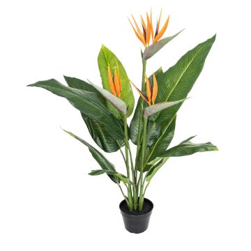 Künstliche Strelitzie UV 3-fach im Topf 90cm, orange Künstliche Strelitzie UV 3-fach im Topf 90cm, orange
