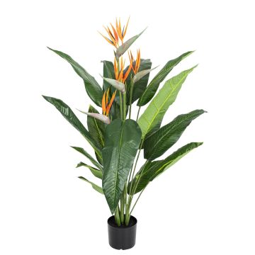 Künstliche Strelitzie UV 4-fach im Topf 120cm, orange Künstliche Strelitzie UV 4-fach im Topf 120cm, orange