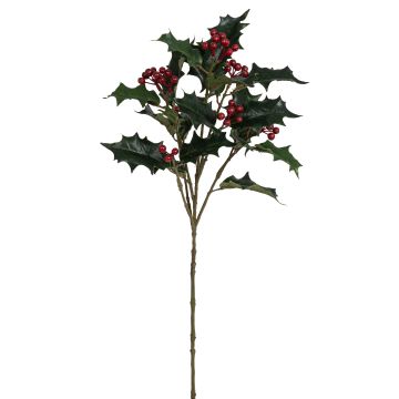 Künstlicher Ilexzweig x 7 50cm, grün-rot Künstlicher Ilexzweig x 7 50cm, grün-rot