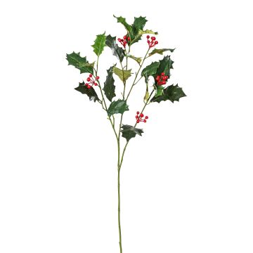 Künstlicher Ilexzweig 3-fach 72cm, grün-rot Künstlicher Ilexzweig 3-fach 72cm, grün-rot