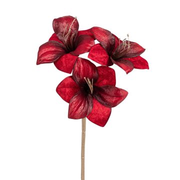 Künstliche Velvet-Amaryllis x 3 56cm Blütenkopf Ø 16cm, altrot Künstliche Velvet-Amaryllis x 3 56cm Blütenkopf Ø 16cm, altrot