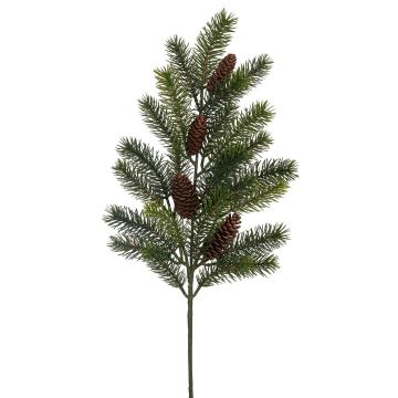 Künstlicher Tannenzapfenzweig x 25 65cm, grün-braun